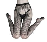 AHIOJEGX Ligueros para Mujer Medias Negras Huecas, Medias de Rejilla, Pantimedias, lencería, hasta el Muslo(Style 4)