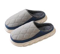 AHIOJEGX Pantuflas Hombre Invierno Pantuflas De Invierno Cálidas Y Suaves For Mujer, Algodón Afelpadas Antideslizantes, Suela Gruesa For Hombre, Cortas Felpa For(Grey Blue,48-49)