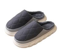 AHIOJEGX Pantuflas Hombre Invierno Pantuflas De Invierno Cálidas Y Suaves For Mujer, Algodón Afelpadas Antideslizantes, Suela Gruesa For Hombre, Cortas Felpa For(Dark Grey,48-49)