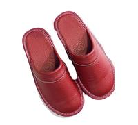 AHIOJEGX Pantuflas Hombre Invierno Zapatillas De Casa Otoño For Hombre Talla Grande 47 48, Cuero Unisex, Interior Cómodas, Zapatos For, Planas(Wine red,8)