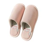 AHIOJEGX Pantuflas Hombre Invierno Zapatillas de otoño e invierno for hombre, con estampado rayas, algodón, for el hogar, suaves, antideslizantes, sencillas(Pink,42-43)