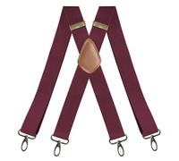 AHIOJEGX Tirantes para pantalones hombre Tirantes for hombre con 4 ganchos giratorios, ajustables, resistentes, espalda en X, estilo retro(Wine Red)