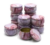 AHIOJEGX Vasos para Velas 12 tarros de hojalata vacíos de 4 oz for Velas, Kit for Hacer Velas, Estuche de Almacenamiento for Especias secas y Dulces(Pink)