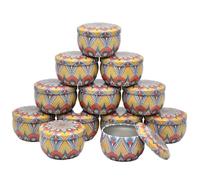 AHIOJEGX Vasos para Velas 12 tarros de Lata de Hierro de Colores Variados for Velas, latas vacías: fabricación de Velas DIY con Estuche de Almacenamiento for Especias secas y Dulces(Tin Can-10)