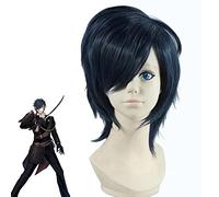 AHJSN Aplicable a Game Touken Ranbu Online Shokudaikiri Mitsutada Cosplay pelucas corto azul oscuro resistente al calor peluca sintética + gorro de peluca