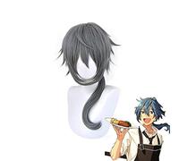 AHJSN Aplicar a Anime Ensemble Stars Shiina Niki Cosplay Peluca Azul Gris Mezcla Cola de Caballo Pelo Artificial Resistente al Calor Fiesta Disfraz Pelucas de Juego de rol