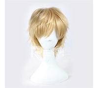 AHJSN Peluca de pelo corto de fibra de pelo de alta temperatura para disfraz de Halloween o fiesta de disfraces de Love Live Perfect Dream Project Cosplay Kano Syuya Golden Short