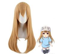 AHJSN Se aplica a Cells at Work Hataraku Saibou Platelet Long Straight Brown Pelo Fibra Resistente al Calor Anime Disfraz Cosplay Peluca + Gorro de peluca