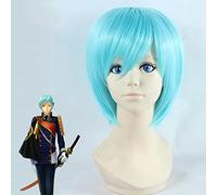 AHJSN Se aplica a The Sword Dance Touken Ranbu Hitofuri Cosplay Full Wig Short Green Mix Straight Synthetic Hair Wigs