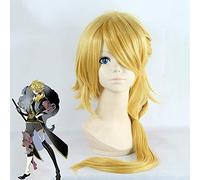 AHJSN Se aplica a Touken Ranbu Online Shishiou Amarillo Dorado Larga Peluca de Fibra de Alta Temperatura Peluca Halloween Fiesta Cosplay Peluca + Gorro de peluca