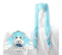 AHJSN Se aplican a Hatsune Wig Cosplay Costume 120 cm Aguamarina pelucas de pelo de fibra de alta temperatura para fiesta de Halloween