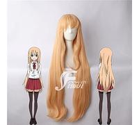 AHJSN ¡Válido para Himouto recto de 100 cm de largo! Peluca Umaru-chan naranja Umaru Doma Cosplay peluca de pelo