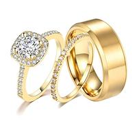 Ahloe Jewelry Anillos de boda de titanio para hombre y mujer, anillos de acero inoxidable de 1.5 quilates, Piedra, circonita