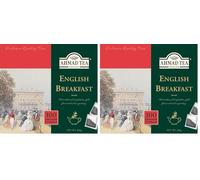 Ahmad Tea English Breakfast - Té de desayuno negro - Té de Assam y Ceilán - Bolsitas de té inglés sin banda con 2 g de té por ración - 100 bolsitas de té, 200 g (Paquete de 2)