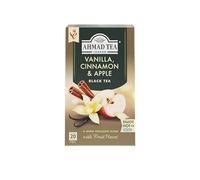 Ahmad Tea Vanilla Cinnamon Apple - Te negro con sabor a vainilla, canela y manzana - Bolsitas de te envueltas individualmente y selladas con aroma con 2 g de te por porcion - 20 bolsitas de te