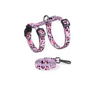 Ahmany Juego de paseo seguro y modificable para gatos, guía de 1,5 m, red suave acolchada con ribete reflectante para observabilidad de día y noche, bonito gato utilizando blanco niebla