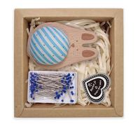 Ahmany Soporte para agujas con 100 piezas de acolchado largo para coser ropa, confección, cojín de madera, juego de organizadores de alfileres de costura de madera