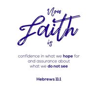 Ahora bien, la fe es confianza en lo que esperamos. Pegatinas de pared de vinilo 54.6x63.4cm Decoración de tiendas Azul oscuro