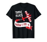 Ahora cumplo 4 años, Time Flies, niño de 4 años, Genial día de cumpleaños Camiseta