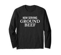 Ahora servimos carne molida Funny BBQ Chef Grill Master Manga Larga