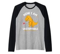 Ahora Soy imparable Amarillo T Rex Divertido Camiseta Manga Raglan
