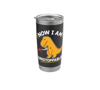Ahora soy imparable amarillo T Rex divertido Vaso térmico de acero inoxidable de doble pared