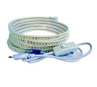 Ahorraluz Tira Led de 220v 5730 120 Led/m con INTERRUPTOR. IMPERMEABLE Blanco Frío o Cálido Waterproof IP67 strip 5630 (14M, Blanco Calido)