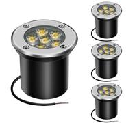 AHOTSUK 4PCS 6W LED Foco Empotrable de Suelo al Aire Libre, Luz de Camino 600 Lumen, Blanco Cálido 3000K 90°, para Iluminacion de Camino Jardín, IP67Impermeable(12V 24V)