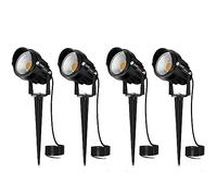 AHOTSUK 4PCS Foco Proyector Exterior Foco COB LED con Estaca Lámpara Luz Blanco Cálido IP66 12V 24V 10W Impermeable LED Bombilla Exteriores para Jardín Aire Libre Césped Patio Decoración
