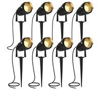 AHOTSUK 8PCS Foco Proyector Exterior Foco COB LED con Estaca Lámpara Luz Blanco Cálido IP66 12V 24V 5W Impermeable LED Bombilla Exteriores para Jardín Aire Libre Césped Patio Decoración