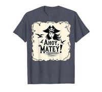 Ahoy, Matey! Pirata Mujeres Aventura Mar Bucanero Camiseta, Hombre, Azul Jaspeado, L