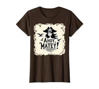 Ahoy, Matey! Pirata Mujeres Aventura Mar Bucanero Camiseta, Mujer, Marrón, XS