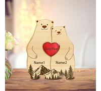 AHROZHOUIK Cartel de madera personalizable con forma de oso personalizado de 2 a 6 miembros de la familia, placa de rompecabezas de recuerdo familiar, regalo para papá y mamá de hija, hijo, día de la