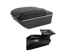 AHRPKAMERD Cojín Apoyabrazos Reposabrazos Central para Coche para Bora para Golf 4 con Cenicero USB Y Accesorios De Fibra De Carbono(B Black Line No USB)