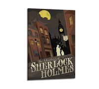 AHSEOIWRJH Sherlock Holmes - Póster de la película 1 con impresión vintage para pared, pintura decorativa, lienzo estético, decoración para sala de estar, dormitorio, 50 x 75 cm, estilo marco