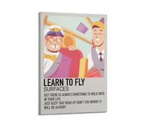 AHSUEWQRUH Aprende a volar - Póster de lienzo para pared, diseño moderno y estético, para decoración de sala de estar, dormitorio, 50 x 75 cm, estilo marco