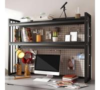 Ahtadums Estante de Escritorio 3 estantes, Estante Ajustable Organizador, estantería de Escritorio para Escritorio de la computadora, Madera y Metal para la Oficina casa Estudio Dormitorio (A, 75cm)