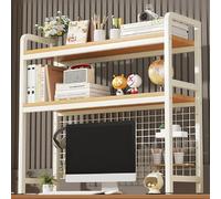 Ahtadums Estantería de Escritorio de 3 Niveles, estantería Multiusos de Metal para encimera, estantería de Escritorio expandible, Organizador de Escritorio para Almacenamiento de Oficina (B, 135cm)