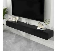 Ahtadums Madera Maciza Mueble TV Suspendido Moderna con 2 Cajones, Pintura en Aerosol Mate Mueble TV Flotante, no Requiere Montaje, Consola Multimedia para Sala de Estar (Negro B, 120cm)