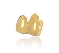 AHTCPO 2 Piezas de Tapas para Dientes Chapadas en Oro 18K, Juego Grillz Dentales Hip Hop Colmillos Vampiro, Accesorios Fiesta para Hombres y Mujeres(Gold)