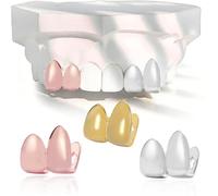 AHTCPO 2 Piezas de Tapas para Dientes Chapadas en Oro 18K, Juego Grillz Dentales Hip Hop Colmillos Vampiro, Accesorios Fiesta para Hombres y Mujeres(Set)