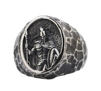 AHTCPO Anillo de Guerrero Espartano de Plata 925, Joya Ajustable con Casco Griego para Hombre, Anillo Resistente para el MeñIque, Regalo Histórico Unisex