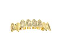 AHTCPO Diseño de Brackets Dentales Ocho Dientes Colmillos de Vampiro Full Diamante, Bañados en Oro y Plata Estilo Hip-Hop Joya Dental Unisex Regalo de Moda(Gold,Lower teeth)