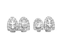AHTCPO Grillz Dental Cruz Elíptica Calada Cz, Bañado en Oro y Plata 18K Microincrustado Joya Hip Hop Unisex(Silver,Set1)