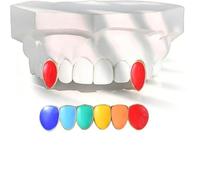 AHTCPO Grillz Dentales Chapados en Oro 18K Estilo Hip Hop, 6 Dientes Superior e Inferior, Juego para Hombres y Mujeres(Red Silver,Upper teeth)