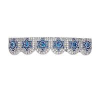 AHTCPO Grillz Estrella Diamante Azul Seis Dientes, Microincrustado 18K Bañado en Oro y Plata, Joya Hip-Hop Unisex Regalo Decorativo para Hombre y Mujer(Silver,Lower teeth)