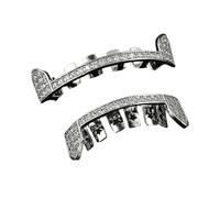 AHTCPO Seis Diseños de Funda Dental Minimalista con Diamantes Completos, Bañada en Oro y Plata Joya Dental Estilo Hip-Hop Regalos de Moda Unisex(Silver,Set)