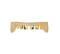 AHTCPO Seis Diseños de Funda Dental Minimalista con Diamantes Completos, Bañada en Oro y Plata Joya Dental Estilo Hip-Hop Regalos de Moda Unisex(Gold,Lower teeth)