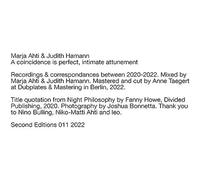 Ahti, Marja / Hamann, Judith - A Coincidence Is Perfect, Intimate Attunement [VINYL] [Vinilo]