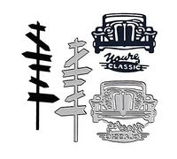 AHTOLS Troqueles clásicos de corte de coche, letrero indicador de valla de pabellón, troqueles de metal, plantillas de grabado en relieve, molde para tarjetas, álbumes de recortes y manualidades